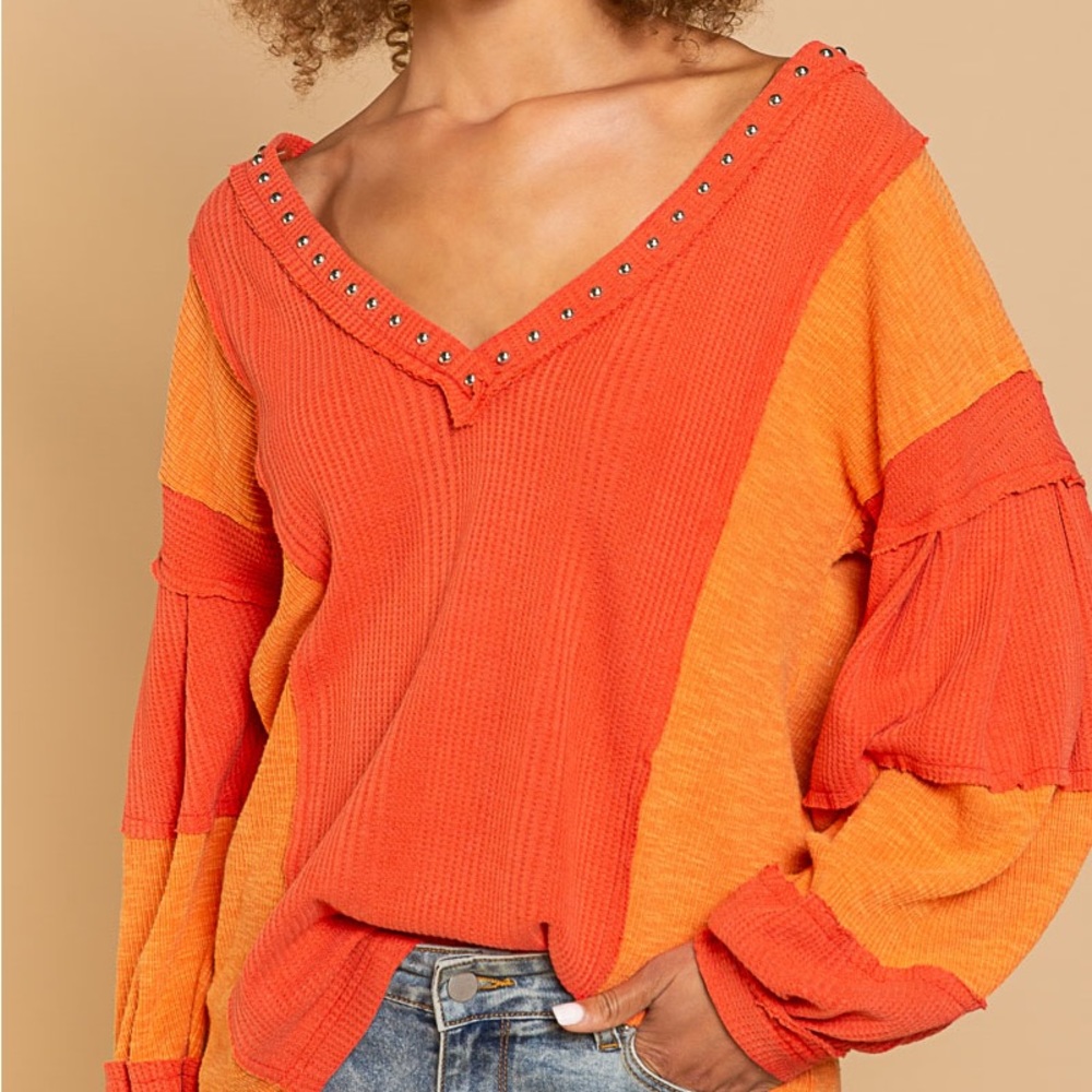 Long Sleeve Embellished Neck Top